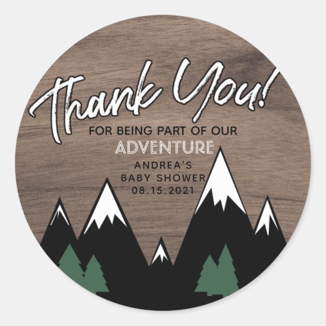 Adesivo Redondo AVENTURA, CHÁ DE FRALDAS, BABY BOY, OH BOY Convite (Frente)