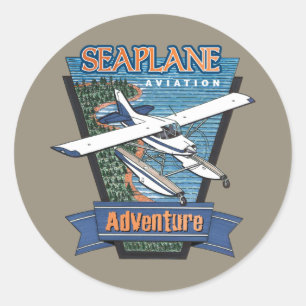 Adesivo Redondo Aventura da Seaplane Aviation