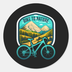 Adesivo Redondo Aventura De Bicicleta De Montanha Da Natureza