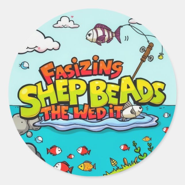 Adesivo Redondo Aventura de Jovem Pescador (Frente)