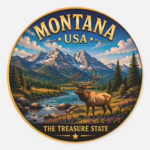 Adesivo Redondo Aventura de Montana Big Sky Country