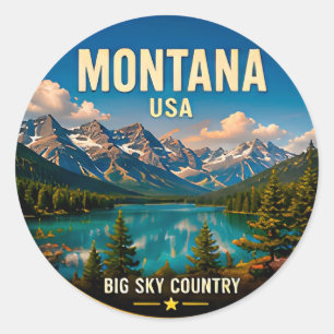 Adesivo Redondo Aventura de Montana Big Sky Country