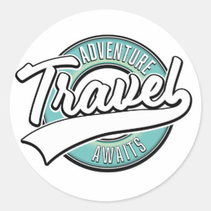 Adesivo Redondo Aventura de Viagem Espera logotipo vintage
