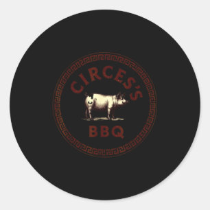 Adesivo Redondo Aventura divertida de Circe na churrascaria na mit