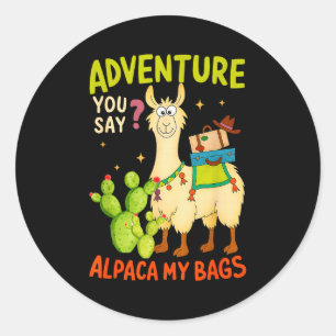 Adesivo Redondo Aventura Divertida Você Diz Alpaca Minhas Sacolas
