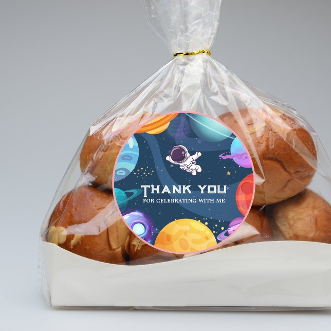 Adesivo Redondo Aventura Espacial:Partido Aniversário de criança d (In use)