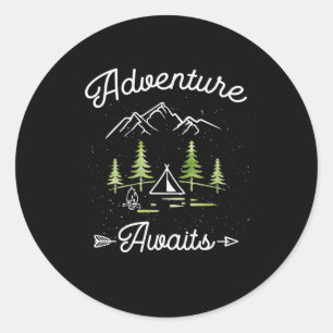 Adesivo Redondo Aventura Espera Acampamento Hiking Viagens Exterio