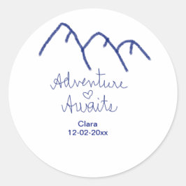 Adesivo Redondo Aventura espera coração da montanha azul adicionar