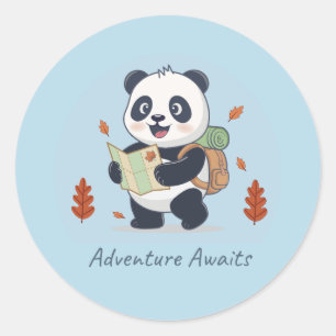 Adesivo Redondo Aventura Espera Panda
