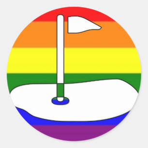 Adesivo Redondo Aventura Golfing do orgulho de GLBT