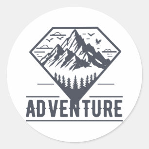 Adesivo Redondo Aventura para Montanhas Geométricas Modernas