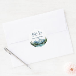 Adesivo Redondo Aventura Rústica de Montanha da Floresta de Aquare