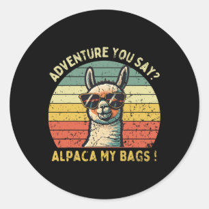 Adesivo Redondo Aventura Você Diz Alpaca Minhas Bolsas Vintage Par