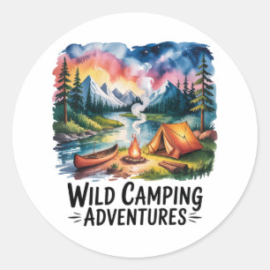 Adesivo Redondo Aventuras de Camping Selvagens Design
