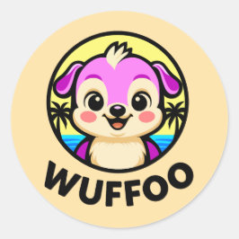 Adesivo Redondo Aventuras Wuffoo Animação de cachorrinho Kawaii fo