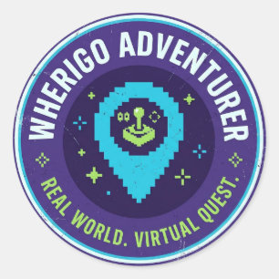 Adesivo Redondo Aventureiro Wherigo Retro Jogos 8-Bit Geocaching P