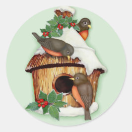Adesivo Redondo Aves de inverno e Aves