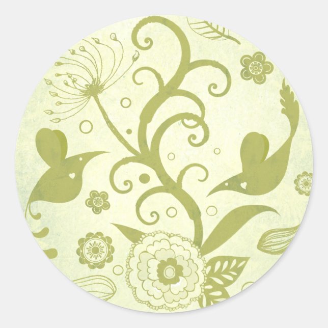 Adesivo Redondo Aves de papel - folha autocolante (Frente)