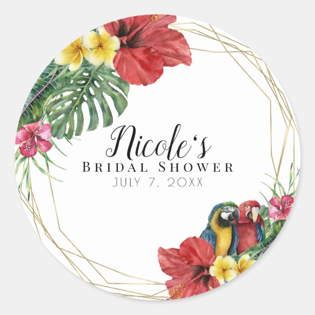 Adesivo Redondo Aves de Paraíso das Ilhas Tropicais Botânicas (Frente)
