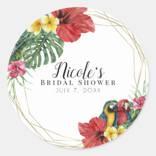 Adesivo Redondo Aves de Paraíso das Ilhas Tropicais Botânicas