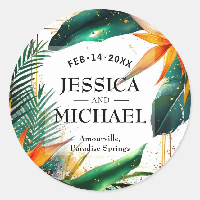 Adesivo Redondo Aves do Paraíso Feliz (Frente)