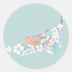 Adesivo Redondo Aves e Flores