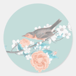 Adesivo Redondo Aves e Flores
