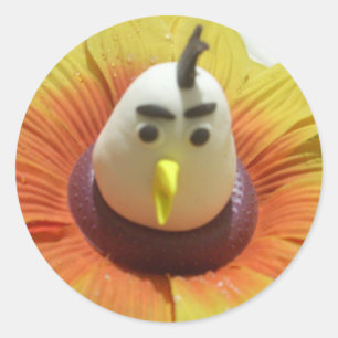 Adesivo Redondo Aves Esculpidas na Impressão de Arte de Girassol