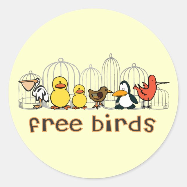 Adesivo Redondo Aves Gratuitas (Frente)