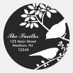 Adesivo Redondo Aves Pretas e Brancas