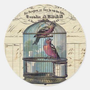 Adesivo Redondo Aves Vitorianas Vitorianas Vitorianas Vintage Amam