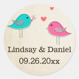 Adesivo Redondo Aves Whimsical de 1,5" no Love Wedding Sticker 2