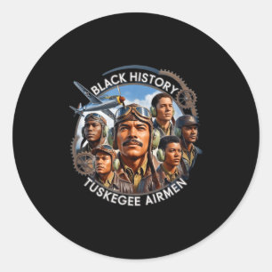 Adesivo Redondo Aviadores negros retrô história negra segunda guer