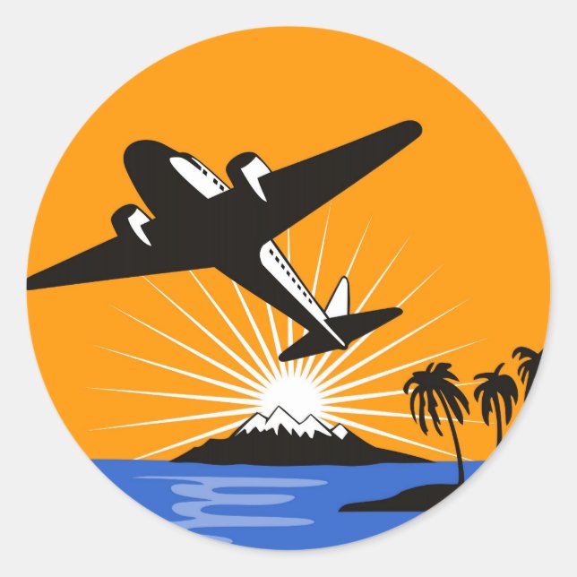 Adesivo Redondo avião a hélice voo de avião (Frente)