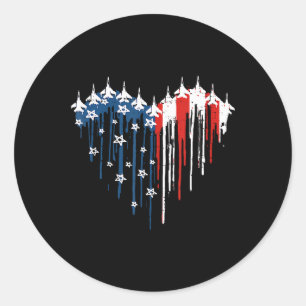 Adesivo Redondo Avião a Jato de Combate Retro Bandeira Americana C