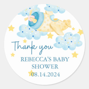 Adesivo Redondo Avião amarelo para cima e para fora Obrigado