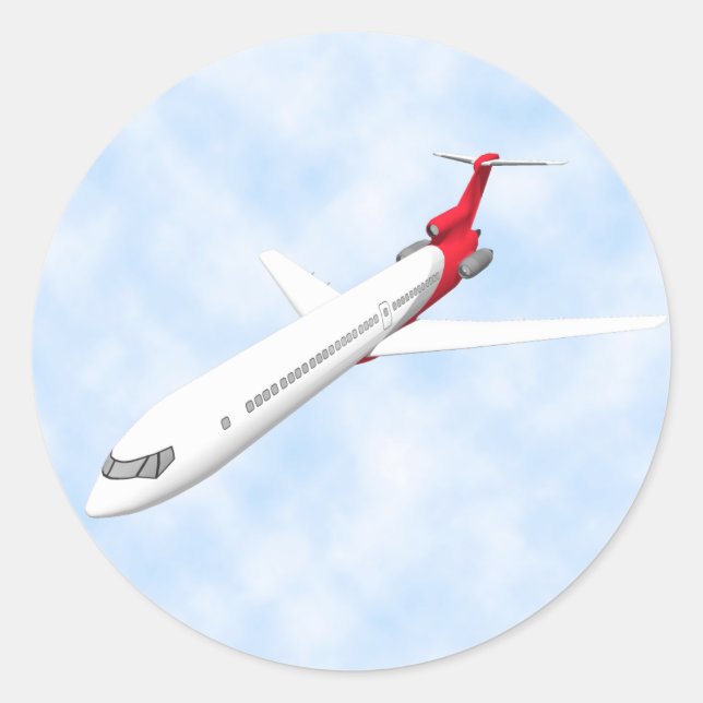 Adesivo Redondo Avião comercial a jato: modelo 3D: (Frente)