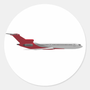 Adesivo Redondo Avião comercial de jato: Modelo 3D: