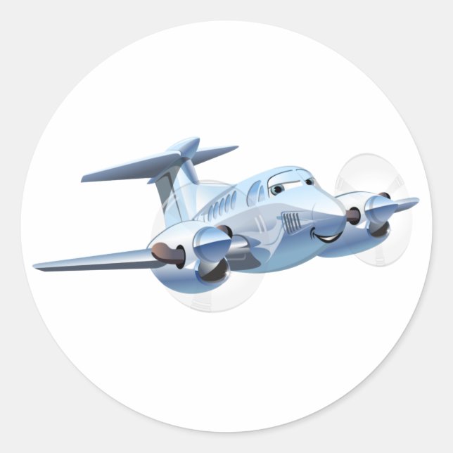 Adesivo Redondo Avião de animação (Frente)