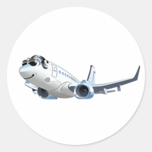 Adesivo Redondo Avião de desenho animado