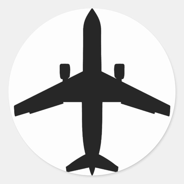 Adesivo Redondo avião de passageiros (Frente)