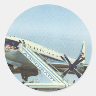 Adesivo Redondo AVIÃO DE PASSAGEIROS de RÚSSIA Aeroflot a Turqui