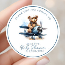 Avião de Urso de Pelúcia Aquarela Bebê Obrigado