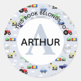 Adesivo Redondo Avião do comboio de transporte de rapazes e matríc