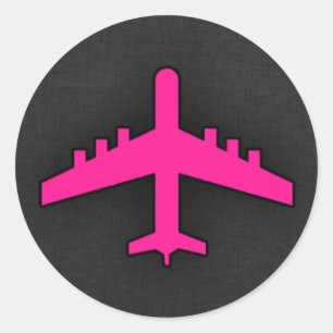 Adesivo Redondo Avião do rosa quente