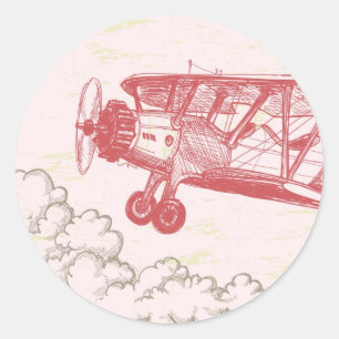 Adesivo Redondo avião do vintage do selo de 20 - 1,5 envelopes na