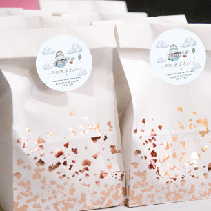 Adesivo Redondo Avião e Nuvens de Hippo, Cute, Primeiro Aniversári