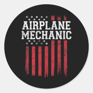Adesivo Redondo Avião mecânico americano Flag Usa Patriot Patrio