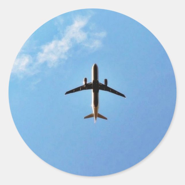 Adesivo Redondo Avião no céu (Frente)