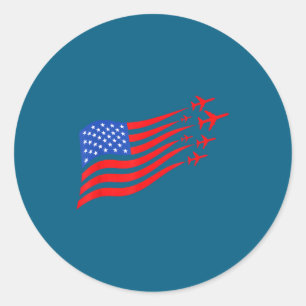 Adesivo Redondo Avião Patriótico Bandeira Americana EUA